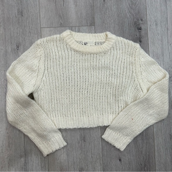 By the Way Offwhite Cream Cropped Knit Sweater - Picture 1 of 3